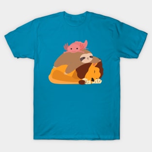 Lion Sloth Axolotl Stack Funny T-Shirt